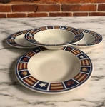 Set Of Tienshan Americana Soup Cereal Bowls Patriotic Stars Stripes 8 3/4". Fixed Price $23.58.