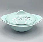 Covered Serving Bowl Aqua Atomic Floral Lidded Ws George GEO54 1950S Vintage Usa. Fixed Price $29.74.