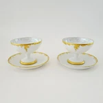 Hutschenreuther Footed Dessert Bowls & Saucers, 2 Sets, Art Nouveau Heavy Gold. Fixed Price $24.00.
