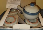 Terra Cotta Earthware Bean Pots W/lids Set Of 4 Bon Pour Micro Ondes Handles. Fixed Price $32.00.