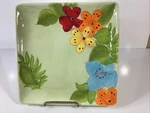 Gates Ware By Laurie 11 Tropical Floral Square Plate. Fixed Price $10.50.