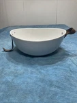 Ralph Lauren Wyatt Salad Bowl White Leather (missing 1 Screw). Fixed Price $59.99.