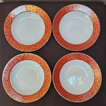Mikasa Parchment Red Gold Filigree L3471 Rimmed Soup Bowls 3/8" Lot Of. Fixed Price $39.87.