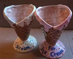 Bella Casa Ganz Pedestal Ice Cream Dishes Set Of 2 Ceramic Sundae Cone Cups. Fixed Price $26.95.