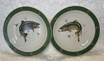 Set Of 2 Jq Outdoors By River's Edge RGP1 Rood & Reel Fish Dinner Plates. Fixed Price $49.99.