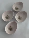 Vtg Pottery Barn Set Of 4 Pink Easter Egg-shaped Bunny Bowls China. Fixed Price $24.00.