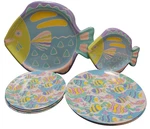 Tropical Fish Melamine Plates Pastel Colors Taiwan 1990S 12 Pieces. Fixed Price $75.00.