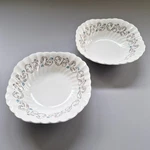 Vintage Johnson Bros Encore Square Cereal Bowl Set Of 2, Blue Leaves Light Brown. Fixed Price $17.00.