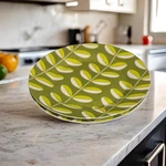Danica 2 Salad Plates Porcelain Appetizer Dessert Breakfast Set Green Leaves. Fixed Price $15.00.