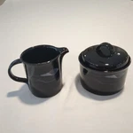 Mikasa Galleria Opus Black Creamer & Lidded Sugar Bowl Set Japan FX701 FX702. Fixed Price $30.00.