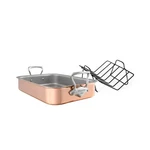 Mauviel Copper Roasting Pan, Cast Stainless Steel Handles, 15.7 X 11.8-IN. Fixed Price $579.95.