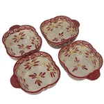 Temptations By Tara Old World Red 16 Oz Ceramic Ramekin Bowls Set Of 4. Fixed Price $29.99.