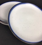 Set 4 Lucky Brand Home Dip Dye - Blue Edge Stoneware 11 Dinner Plates. Fixed Price $59.98.