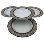Studio Nova Courtyard Soup Bowl Set Of 4 Vtg 9" Black Gray Taupe Geometric Y0821. Fixed Price $23.09.
