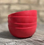 Of 4 Mainstays Etched Strawberries Plastic Cereal Bowls 38OZ Red. Fixed Price $13.95.