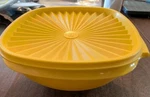 Vintage Tupperware Servalier Square Bowl 836-16 Lid 837-13 Yellow Slightly Used. Fixed Price $21.51.
