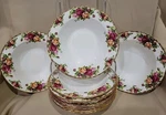 (10) Royal Albert Old Country Roses Rimmed Soup Bowls Mint Condition England 8". Fixed Price $199.99.