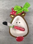 Mud Pie Christmas Deer Dip Cup & Spreader Set Ceramic Red White Green. Fixed Price $14.99.