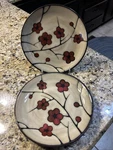 Pfaltzgraff Studio Aster 8 " Salad Plates Beige Stoneware Red Flowers. Fixed Price $15.00.