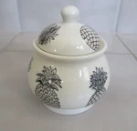 Signature Housewares Pineapple Black And White Lidded Sugar Bowl Dish. Fixed Price $29.99.