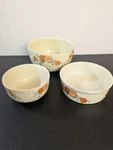 Hall's China, Orange Poppy Baking Dish / Souffl And 2 Large Mixing Bowls. Fixed Price $69.99.