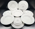8) Mikasa Yardley Soup Bowls Set Maxima White Scalloped Table Dishware Japan Lot. Fixed Price $129.67.