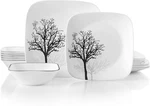 18-PIECE Lightweight Square Glass Dinnerware Food Durable Home Kitchen White New. Fixed Price $182.38.