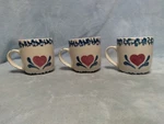 Culinary Stoneware Coffee Mugs Cups Uncommon Red Hearts Country Set 3. Fixed Price $14.95.