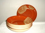 Lot Of 5 Denby Fire Chilli/chili 8 3/4" Individual Pasta Bowls. Fixed Price $124.95.