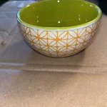 Threshold Stoneware Small Bowl Green & Orange White Geometric Pattern SH21. Fixed Price $15.95.