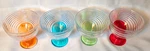 Set Of 4 Home Essentials Dessert Bowls Footed Swirled Glass Colors Base Decor. Fixed Price $28.90.