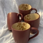 SET/4 222 Fifth Jacobean Red Stoneware Coffee Cup/mug Rustic Floral. Fixed Price $15.99.