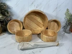 The Cellar 7 Piece Blonde Salad Set 5 Bowls + 2 Wooden Servers New In Box. Fixed Price $28.45.