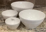 Htf 4 Pc Mikasa Swirl White Embossed Rings Stacking Bowl Set Look Unused Labels. Fixed Price $89.00.