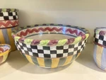 Mackenzie Childs Piccadilly Medium Size Mixing BOWL-9. Fixed Price $185.00.