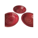 Furio Set Of 3 Red Cranberry Swirl Ceramic Soup Pasta Bowls Made In Italy. Fixed Price $22.99.