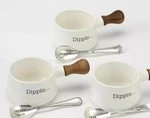 Mud Pie Ceramic Dip Pot Bowl 2-PC Set French Onion Spinach Silverplate Spoon. Fixed Price $22.00.