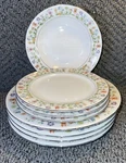 Vtg 1982 Ashley Overseas Eternal Love Floral Of Dinner & Salad Plates Bowls. Fixed Price $60.00.