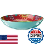 Tunisian Sunset 13.25" Ceramic Serving Bowl 128 Oz. Multicolor Pasta With. Fixed Price $62.63.