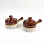 Vintage Brittany Stoneware Bowl Handle French Onion Soup Ceramic Crock Set Of 2. Fixed Price $21.24.