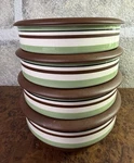 Dansk Vtg Stacking Stripe 4 Cereal Bowls Pistachio Green Brown White Trim Retro. Fixed Price $26.88.