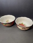 222 Fifth Christmas Cereal Bowl Poinsettia Holly Fine China 5.75 X2.75. Fixed Price $26.00.