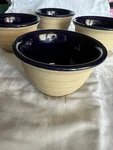 Set Of 4 Vintage Great American Stoneware Factory Dinner Bowls 5 X3 Cobalt. Fixed Price $19.99.