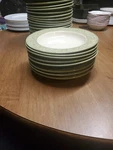 Pier 1 Antique Floral Rim Soup Bowls 9" Green New Sets Available (bin 84 ). Fixed Price $59.95.