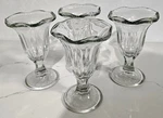 Vintage 4 Pc Clear Thick Short Stemmed 6" Dessert Ice Cream Fruit Cup Glasses. Fixed Price $29.99.