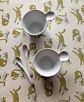 Foh Front Of The House Harmony Porcelain White Dessert Cup & Spoon: Set 2. Fixed Price $25.00.