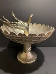 Zombie Hand Footed Halloween Candy Dish Bowl Gold Metal Spider Web 12. Fixed Price $59.00.