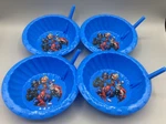 4 New Zak Designs Marvel Characters Plastic Bowl W/built-in Straw Blue 6". Fixed Price $24.00.