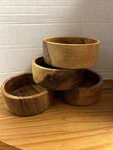 Crate & Barrel Acacia Wood Individual Salad 376-280 Set Of 4 Bowls. Fixed Price $40.00.