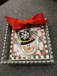Mud Pie Cocktail Napkins With Silver Pewter Holder Snowman Rare. Fixed Price $19.99.
